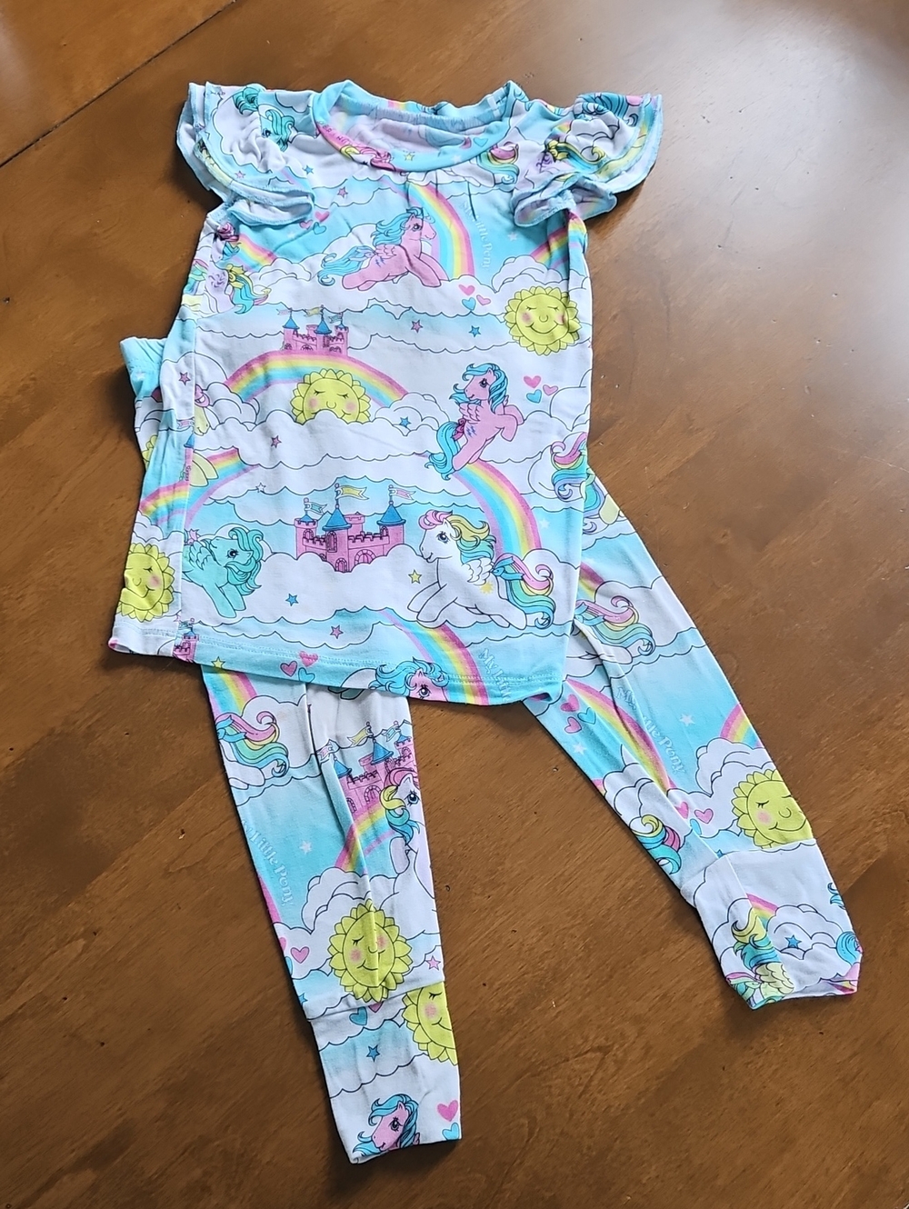 Bums and Roses My Little Pony Pastel Blue Pink Yellow Cloud Print Girls Set